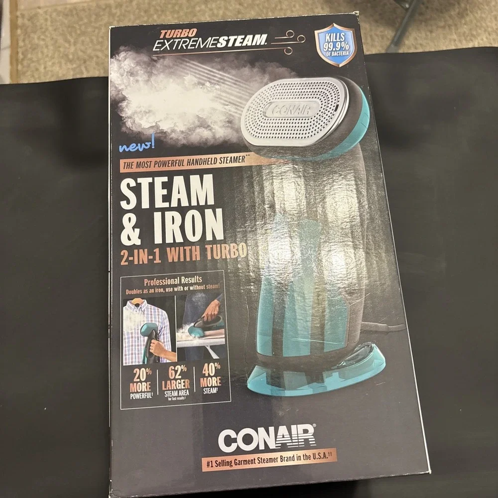 Conair Turbo ExtremeSteam 1875W 2-in-1 Handheld Garment Steamer & Iron New